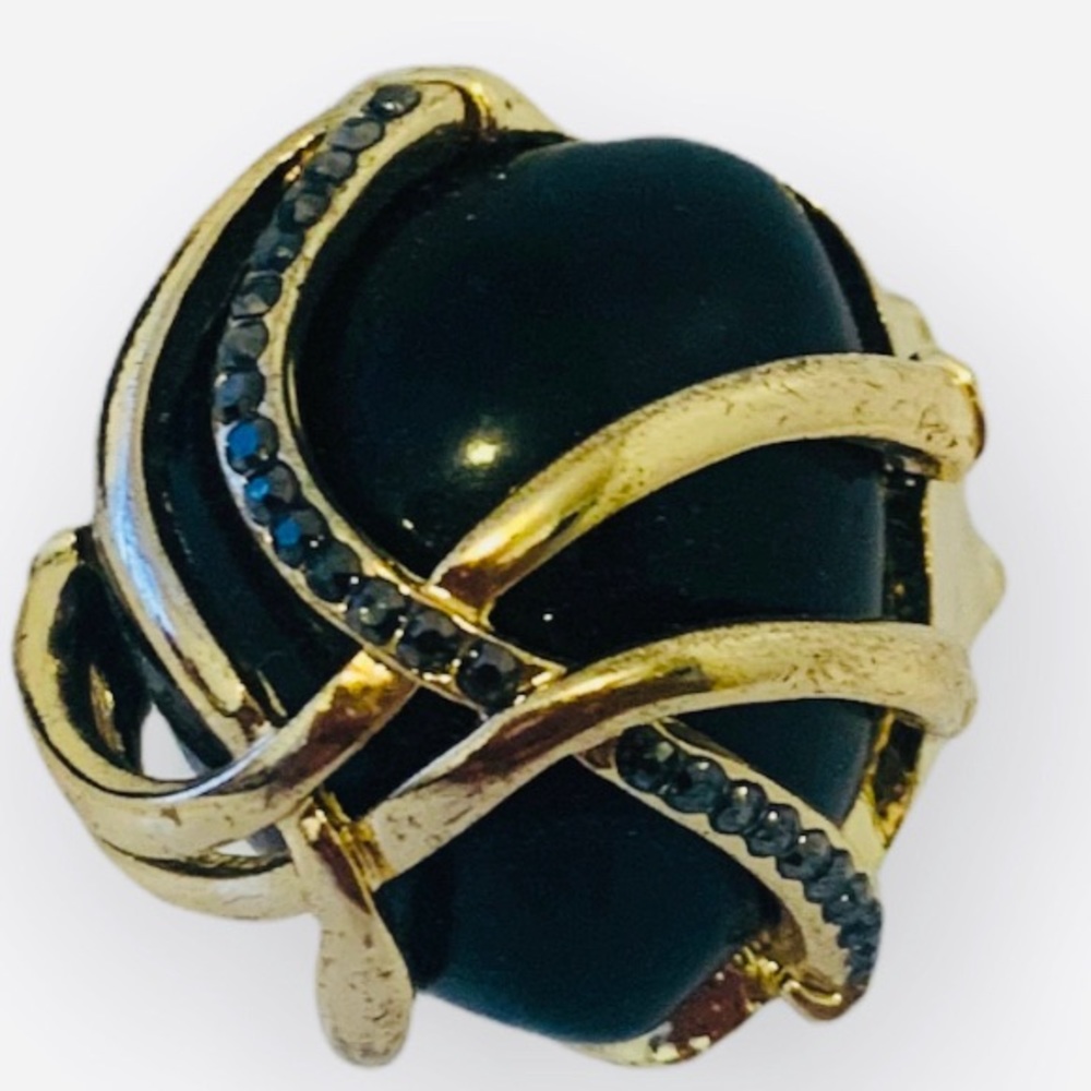 Black + Gold Dome Ring